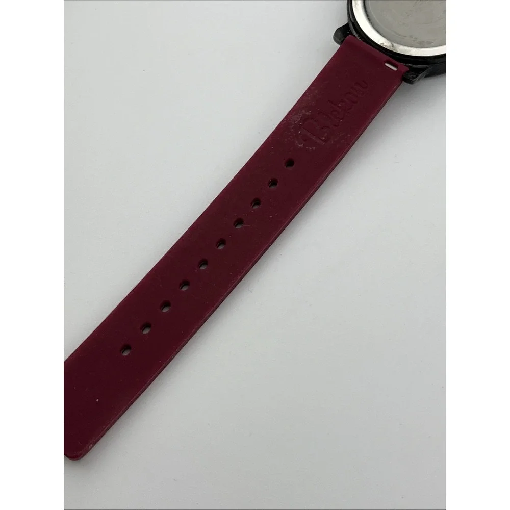 Blekon Watch Men 38mm Black‎ Case Maroon Silicone Band- New Battery